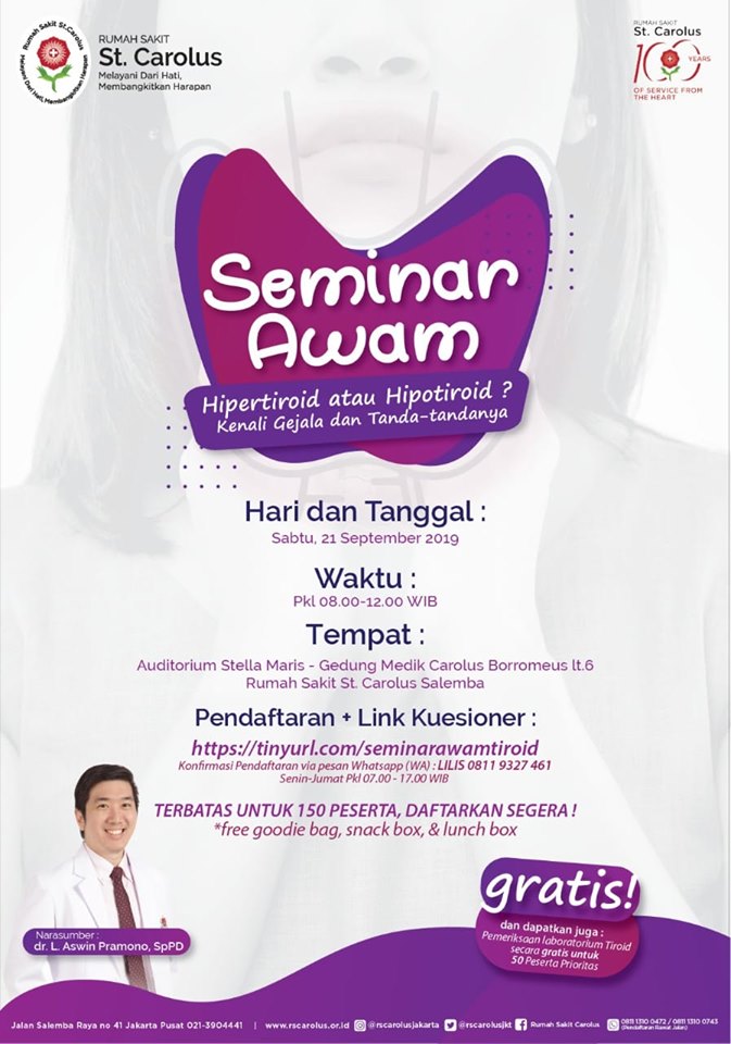 Seminar Awam : Hipertiroid atau Hipotiroid? Kenali Gejala dan Tanda-Tandanya